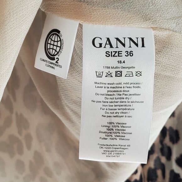 Ganni Mullin Georgette Animal Print Blouse - Size 36 - Picture 12 of 12